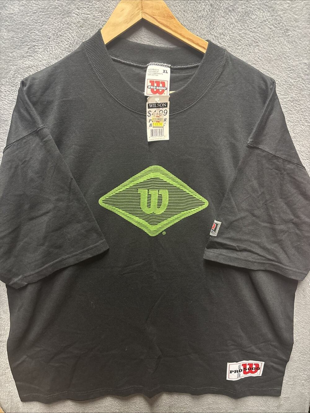 Wilson Vintage Pro 5000 Logo Shirt 1990s Dead Stock W/ Front Graphic Size XL
